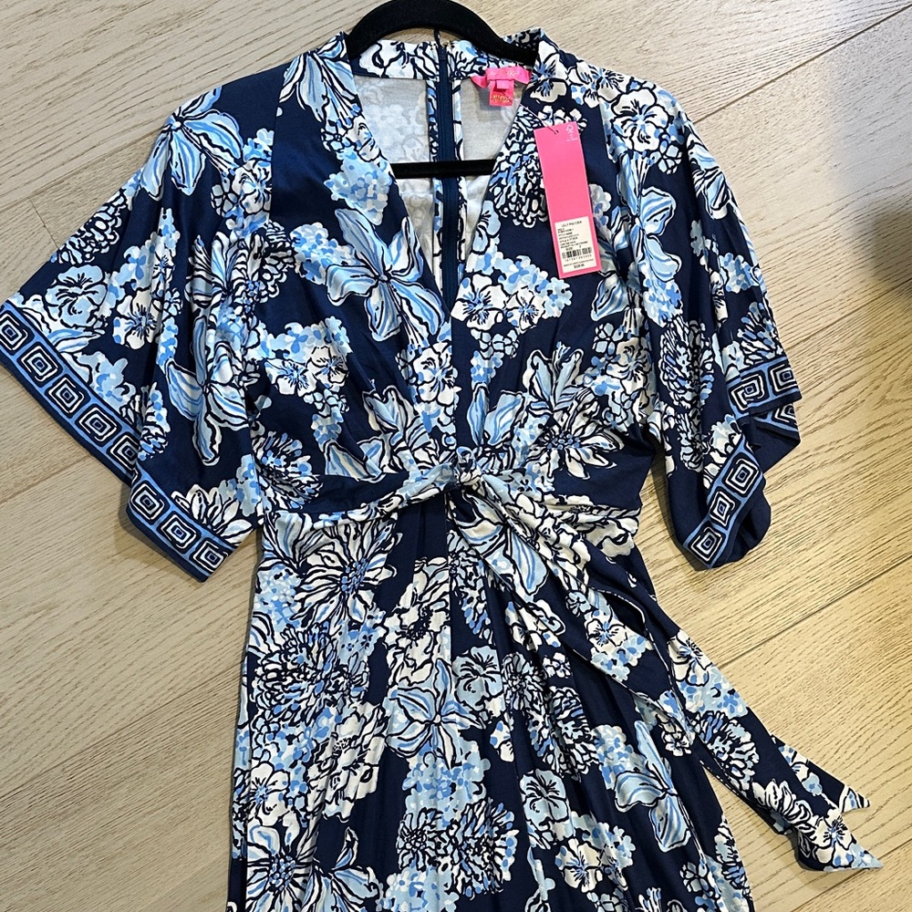 NWT Lilly Pulitzer Navy Floral Maxi Dress